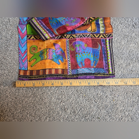 Laurel Burch Classic 100% Silk Dog Tails Patchwork Scarf LBS195 Funky Colorful - Picture 5 of 6